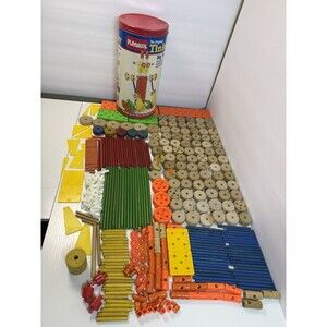 HUGE 427 Piece Vintage 1986 TinkerToy Lot With Container Model 842
